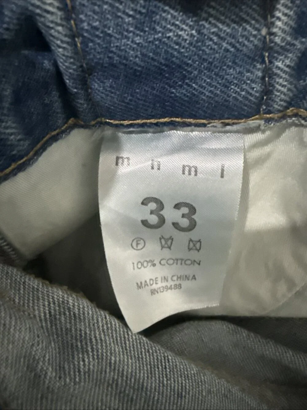 mnml Streetwear Torn Ripped Shredded Flared Light Wash Jeans Mens Size 33X36